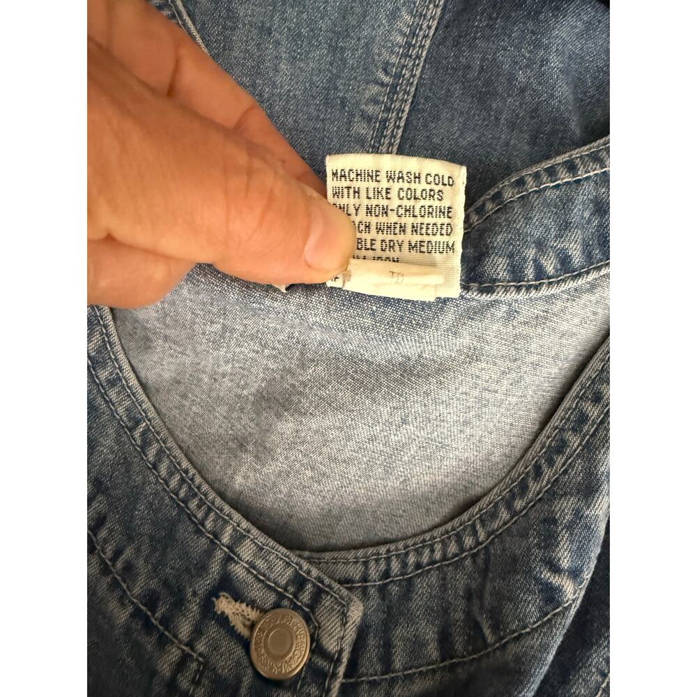 Vintage Gap Denim Dress Women's 6 Blue Button Down Sleeveless Cottage Core - Picture 6 of 7